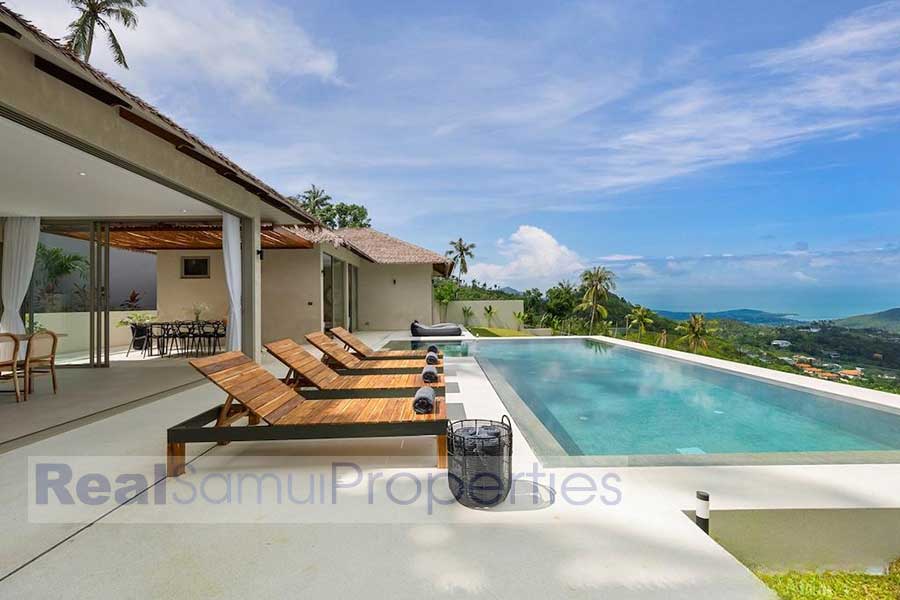 Single-Level Bali-Style 4-Bed Ocean View Villa, Bo Phut - North-East Samui